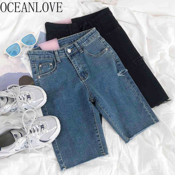 knee length holes spring summer solid vintage casual jeans femme high waist straight pants korean 210415, Blue
knee length holes spring summer solid vintage casual jeans femme high waist straight pants korean 210415, Blue