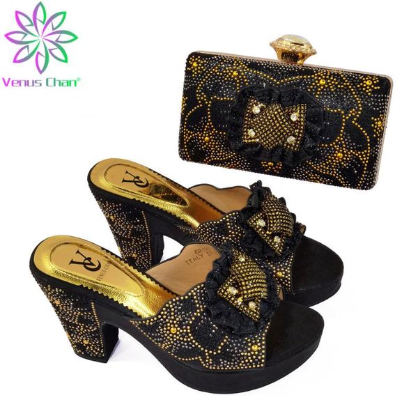african ladies shoes and bags set women bag decorated with rhinestone nigerian party pumps high heels dress, Black
african ladies shoes and bags set women bag decorated with rhinestone nigerian party pumps high heels dress, Black