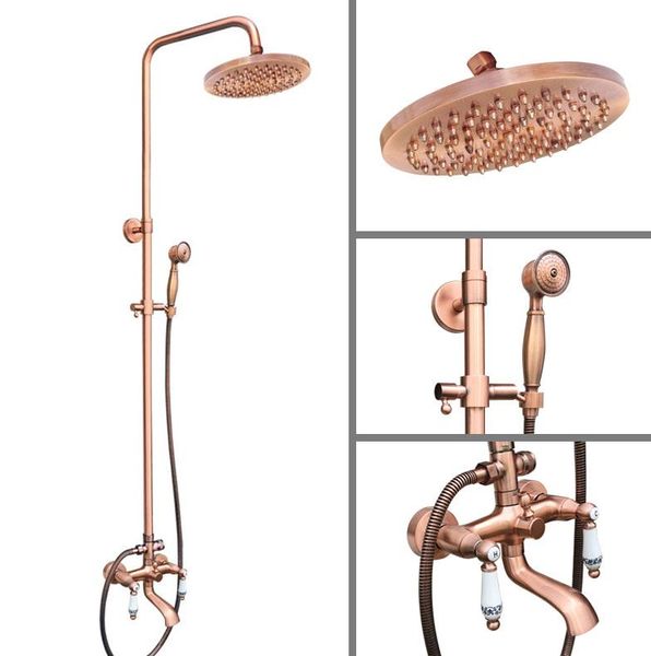 antique red copper brass dual ceramic handles bathroom 8" round rain shower head faucet set tub mixer tap wall mounted mrg543 sets
antique red copper brass dual ceramic handles bathroom 8" round rain shower head faucet set tub mixer tap wall mounted mrg543 sets