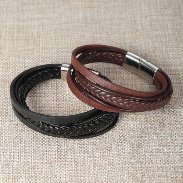 link, chain trendy genuine leather bracelets men stainless steel multilayer braided rope for male female jewelry christm, Black
link, chain trendy genuine leather bracelets men stainless steel multilayer braided rope for male female jewelry christm, Black
