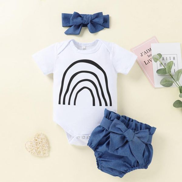 clothing sets baby clothes born costumes for babies rainbow printed romper+denim bow pants+headbands three-piece outfits girl, White
clothing sets baby clothes born costumes for babies rainbow printed romper+denim bow pants+headbands three-piece outfits girl, White