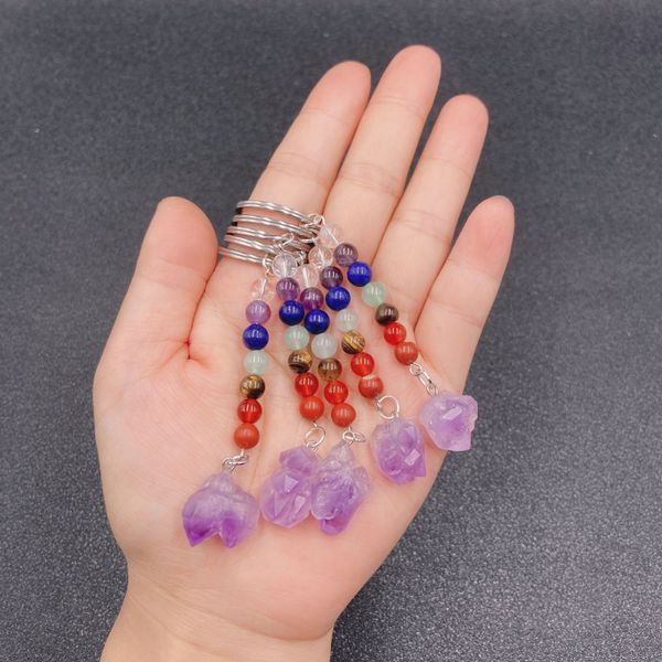 rainbow color 7 chakras natural amethyst charm keychain phone bag decorate key ring for women, Silver
rainbow color 7 chakras natural amethyst charm keychain phone bag decorate key ring for women, Silver