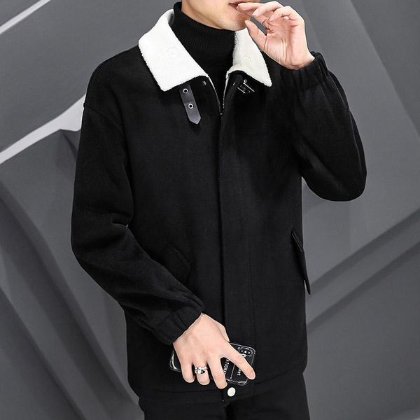 men's wool & blends winter woolen jacket men fake fur lapel casual business trench coat fashion windproof warm streetwear overcoat clot, Black
men's wool & blends winter woolen jacket men fake fur lapel casual business trench coat fashion windproof warm streetwear overcoat clot, Black