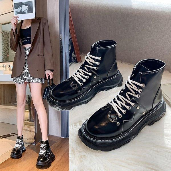 boots whnb 2021 women tread lace-up ankle round toe silver stud motorcycle female runway flat botas mujer, Black
boots whnb 2021 women tread lace-up ankle round toe silver stud motorcycle female runway flat botas mujer, Black