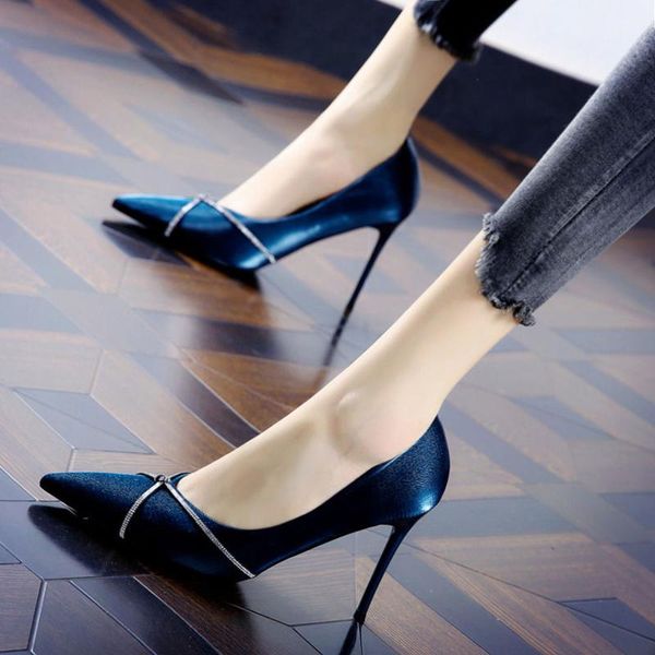 dress shoes women fashion blue stiletto heels for office lady classic spring & summer pointed toe heel, Black
dress shoes women fashion blue stiletto heels for office lady classic spring & summer pointed toe heel, Black