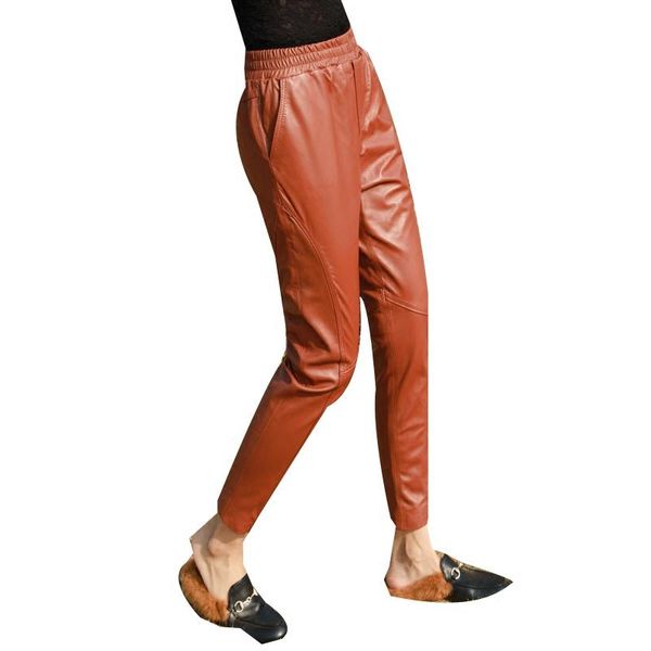 women's pants & capris real leather women full pencil fashion, Black;white 
women's pants & capris real leather women full pencil fashion, Black;white