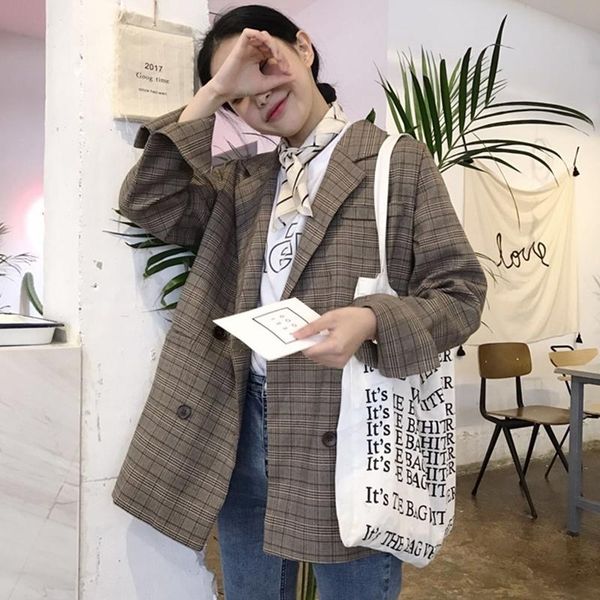 heydress 2021 spring women plaid double breasted blazer office lady notched long sleeve jackets female autumn women's suits & blazers, White;black
heydress 2021 spring women plaid double breasted blazer office lady notched long sleeve jackets female autumn women's suits & blazers, White;black