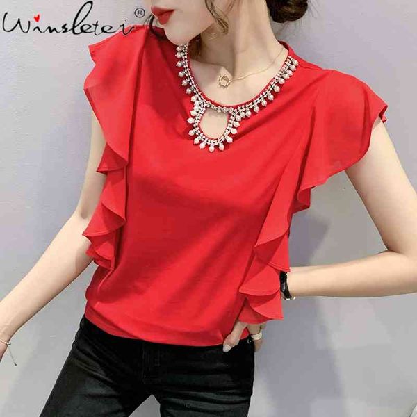 women's t-shirt summer european clothes cotton fashion beads patchwork ruffles chiffon women short sleeve tees t14006a q, White
women's t-shirt summer european clothes cotton fashion beads patchwork ruffles chiffon women short sleeve tees t14006a q, White