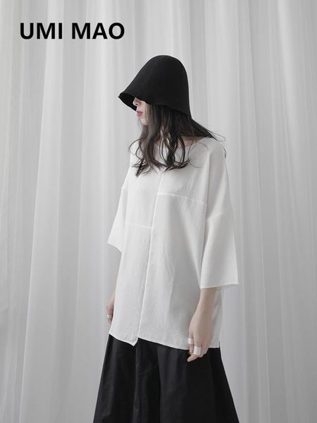 women's t-shirt umi mao yamamoto wind dark black female summer tide loose personality niche design irregular half-sleeved top, White
women's t-shirt umi mao yamamoto wind dark black female summer tide loose personality niche design irregular half-sleeved top, White