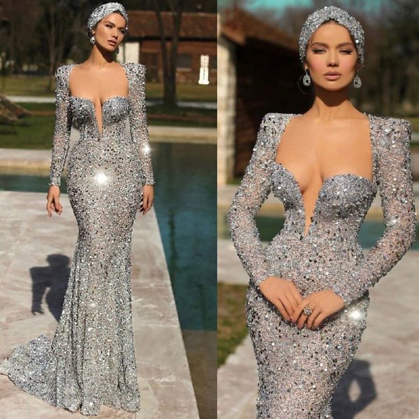 luxury shiny evening dresses long sleeve appliqued beaded mermaid prom dress sweep train custom made formal party gowns, Black;red
luxury shiny evening dresses long sleeve appliqued beaded mermaid prom dress sweep train custom made formal party gowns, Black;red