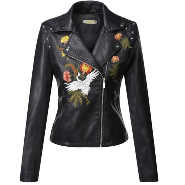 women's jackets autumn winter embroidered floral jacket fashion zipper ladies women short pu leather punk, Black;brown
women's jackets autumn winter embroidered floral jacket fashion zipper ladies women short pu leather punk, Black;brown