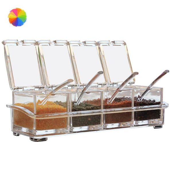 storage bottles & jars 4 grid kitchen seasoning box set crystal transparent jar salt sugar creative spoon gadget
storage bottles & jars 4 grid kitchen seasoning box set crystal transparent jar salt sugar creative spoon gadget