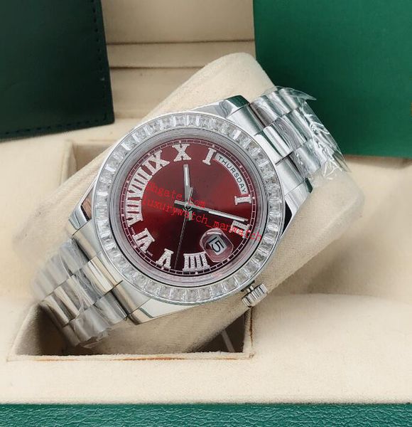 luxury mens watches 41mm diamond bezel roman numeral red dial 228396 asia 2813 movement mechanical automatic 18k gold stainless steel bracel, Slivery;brown
luxury mens watches 41mm diamond bezel roman numeral red dial 228396 asia 2813 movement mechanical automatic 18k gold stainless steel bracel, Slivery;brown