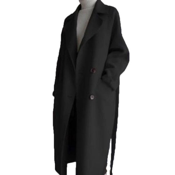 women's wool & blends woolen coat women solid color long double breasted pocket lapel sleeve 2021 autumn winter casual warm temperament, Black
women's wool & blends woolen coat women solid color long double breasted pocket lapel sleeve 2021 autumn winter casual warm temperament, Black