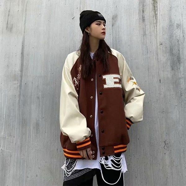 women's jackets loose baseball bomber jacket women embroidery letter hip hop single breasted varsity men college uniform oversized coat, Black;brown
women's jackets loose baseball bomber jacket women embroidery letter hip hop single breasted varsity men college uniform oversized coat, Black;brown