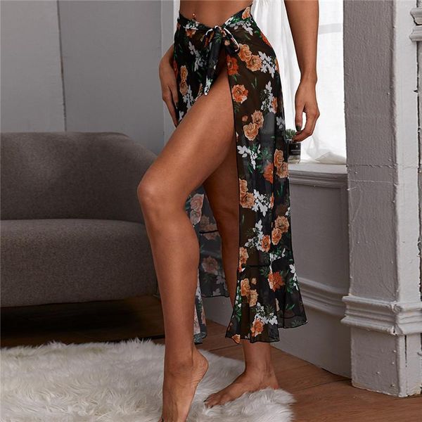 women's swimwear 2021 floral beach skirt with waist and printed mesh sunblock, White;black
women's swimwear 2021 floral beach skirt with waist and printed mesh sunblock, White;black