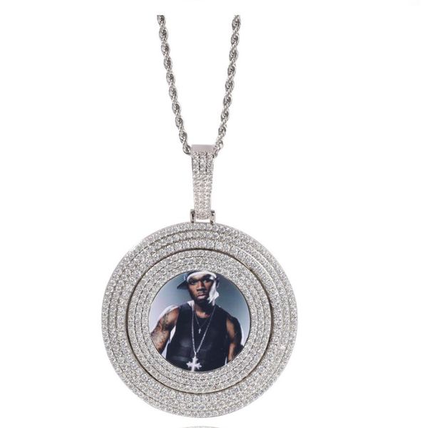 65mm rotate custom p memory medallions solid pendant necklace with twist chain hip hop jewelry personalized cubic zircon, Silver
65mm rotate custom p memory medallions solid pendant necklace with twist chain hip hop jewelry personalized cubic zircon, Silver