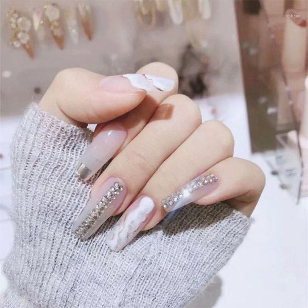 24pcs long coffin fake nails with rhinestone design full nail tips hill pattern milk white false accessories1, Red;gold
24pcs long coffin fake nails with rhinestone design full nail tips hill pattern milk white false accessories1, Red;gold