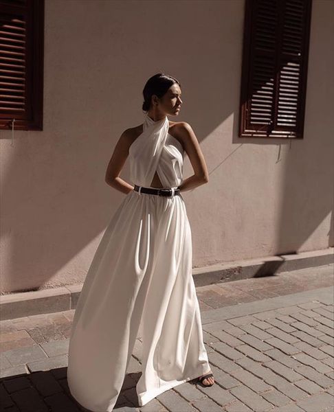 backless white and halter womens jumpsuit wide leg summer overalls long pants, Black;white
backless white and halter womens jumpsuit wide leg summer overalls long pants, Black;white