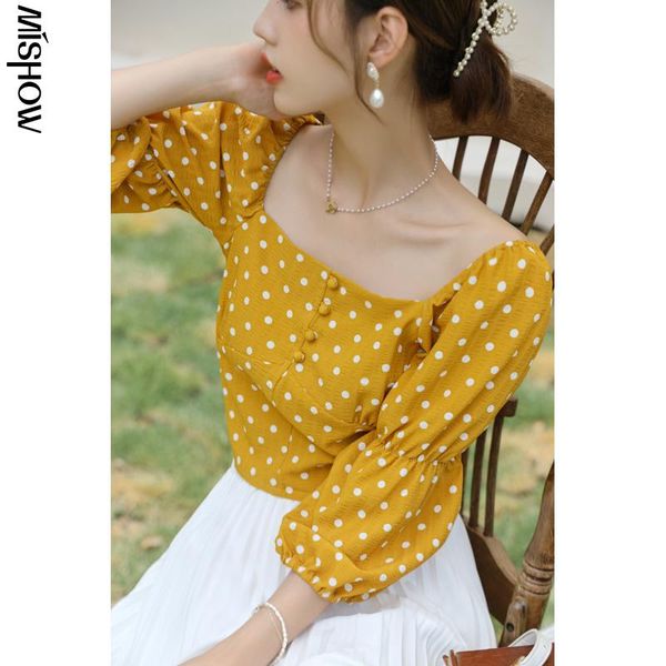 women's blouses & shirts mishow chiffon yellow shirt women 2021 summer korean puff sleeve square collar polka dot sweet female blouse, White
women's blouses & shirts mishow chiffon yellow shirt women 2021 summer korean puff sleeve square collar polka dot sweet female blouse, White