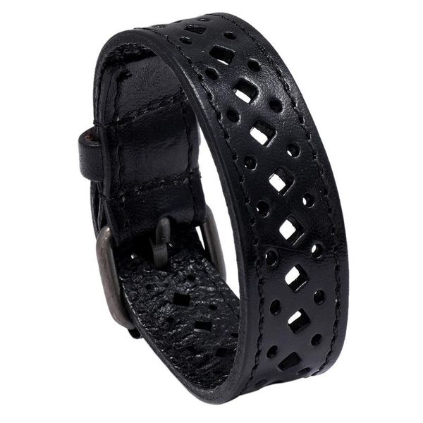 leather bracelet retro hollow men's wide charm bracelets, Golden;silver