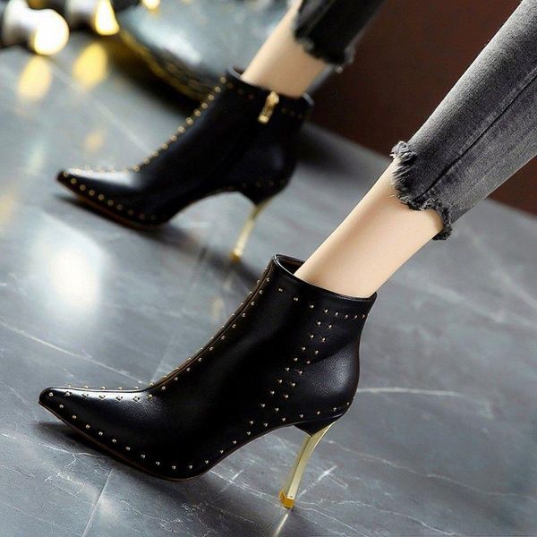 boots european rivet banquet beige high heels 2021 winter pointed toe stiletto side zipper short female marti, Black
boots european rivet banquet beige high heels 2021 winter pointed toe stiletto side zipper short female marti, Black
