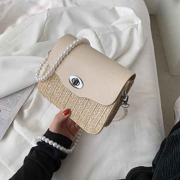 brand designer straw single-shoulder handbags 2021 pearl chain small square bag korean ladies woven lock messenger evening bags
brand designer straw single-shoulder handbags 2021 pearl chain small square bag korean ladies woven lock messenger evening bags