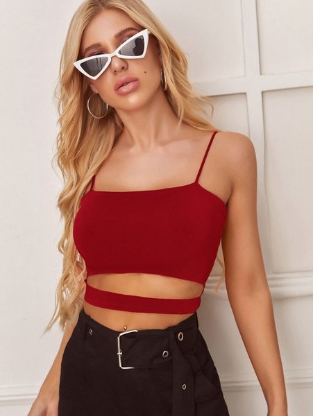 cutout cropped cami 25ox#, White