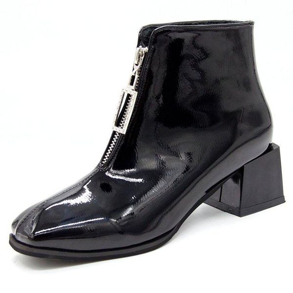 boots autumn spring women solid european ladies shoes patent leather ankle with thick heel c460, Black
boots autumn spring women solid european ladies shoes patent leather ankle with thick heel c460, Black