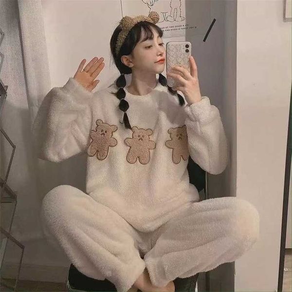 winter flannel pajamas long-sleeved thick warm pyjamas coral fleece cartoon home service 2-piece suit women's 211215, Black;red
winter flannel pajamas long-sleeved thick warm pyjamas coral fleece cartoon home service 2-piece suit women's 211215, Black;red