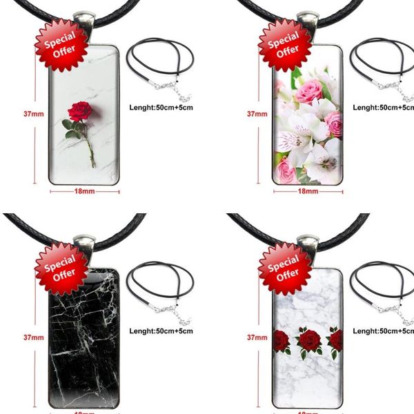 pendant necklaces marble stone with rose and peony for women party steel color glass cabochon rectangle shaped choker, Silver
pendant necklaces marble stone with rose and peony for women party steel color glass cabochon rectangle shaped choker, Silver