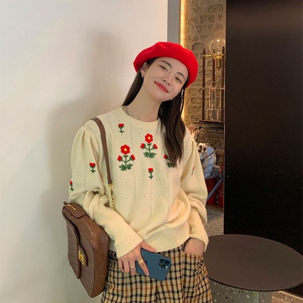 women's sweaters knitted pullover autumn/winter lantern sleeve small red flower embroidery blouse girly style qn* gaio, White;black
women's sweaters knitted pullover autumn/winter lantern sleeve small red flower embroidery blouse girly style qn* gaio, White;black
