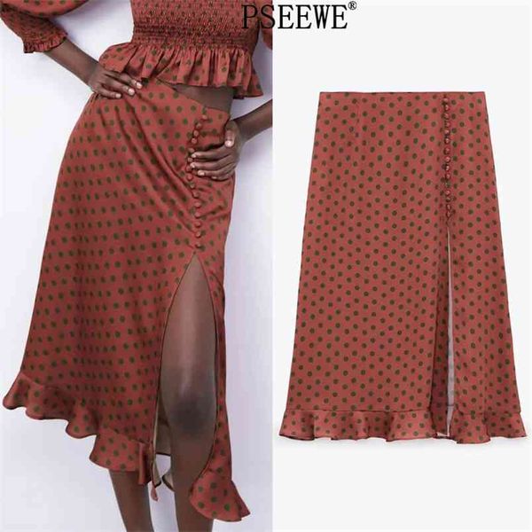 red polka dot long skirt women spring vintage ruffle high waist woman s fashion button front slit midi 210519, Black
red polka dot long skirt women spring vintage ruffle high waist woman s fashion button front slit midi 210519, Black