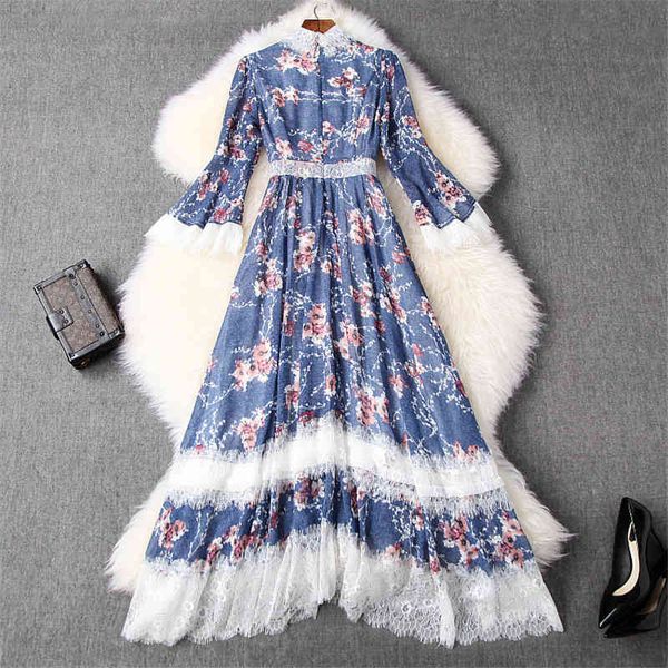dress runway fashion designers spring elegant extension sleeves floral impression midi dresses, Black;gray
dress runway fashion designers spring elegant extension sleeves floral impression midi dresses, Black;gray