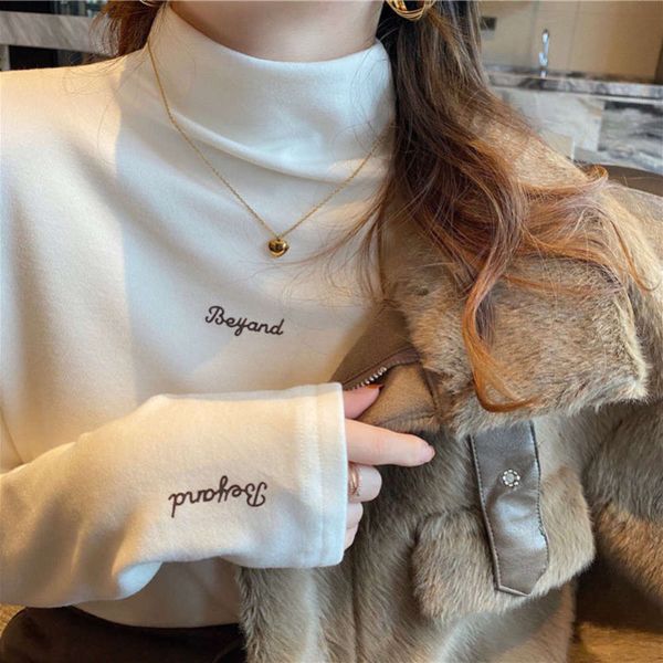 women's sweaters hoodies semi high collar base coat autumn winter large 2021 and thickened t-shirt plush r24h, White;black
women's sweaters hoodies semi high collar base coat autumn winter large 2021 and thickened t-shirt plush r24h, White;black