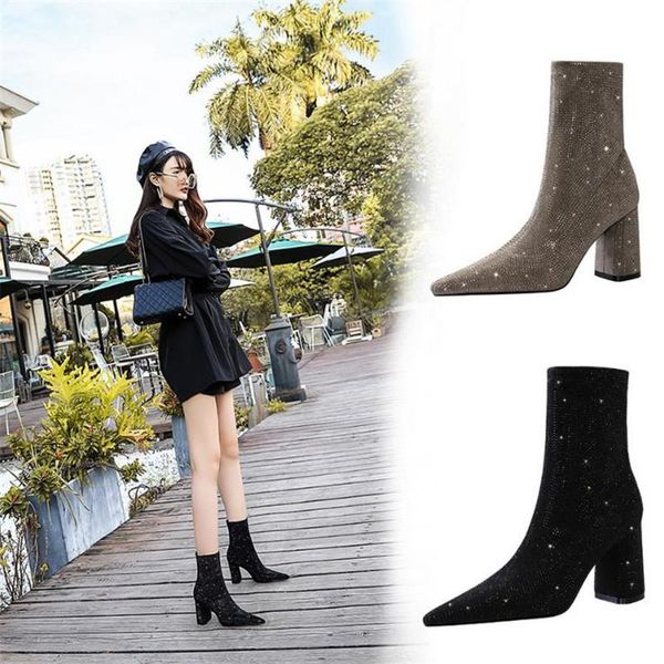 boots women's fashion banquet short ladies are thin pointed thick heel high heels female suede shiny rhinestone, Black
boots women's fashion banquet short ladies are thin pointed thick heel high heels female suede shiny rhinestone, Black