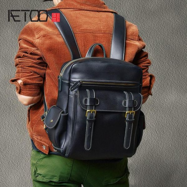 retro first layer cowhide backpack, multi-pocket computer leather travel bag backpack
retro first layer cowhide backpack, multi-pocket computer leather travel bag backpack
