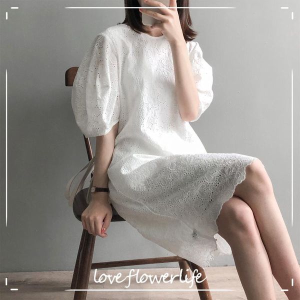 two piece dress cozok 2021 summer korean bubble sleeve women's medium length cut out lace loose slim skirt 0852, White
two piece dress cozok 2021 summer korean bubble sleeve women's medium length cut out lace loose slim skirt 0852, White