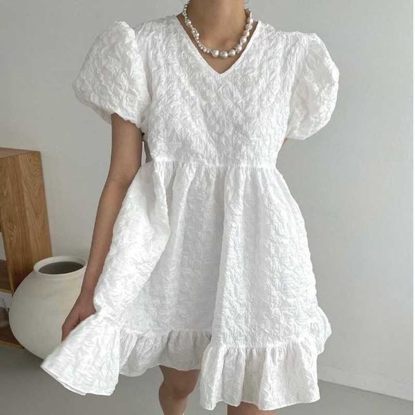summer all-match ruffled white v neck puff short sleeve mermaid dress women mini pleated high waist doll loose vestido feminino 210610, Black;gray
summer all-match ruffled white v neck puff short sleeve mermaid dress women mini pleated high waist doll loose vestido feminino 210610, Black;gray