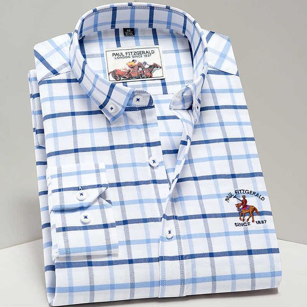 men's long sleeve oxford casual shirt 100% cotton fashion grid stripe male luxury shirts button-down white soft colthing 210721, White;black
men's long sleeve oxford casual shirt 100% cotton fashion grid stripe male luxury shirts button-down white soft colthing 210721, White;black