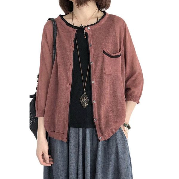 women's jackets simple linen sunscreen cardigan casual summer jacket loose shawl thin section seven-point sleeve coat knitted f706, Black;brown
women's jackets simple linen sunscreen cardigan casual summer jacket loose shawl thin section seven-point sleeve coat knitted f706, Black;brown