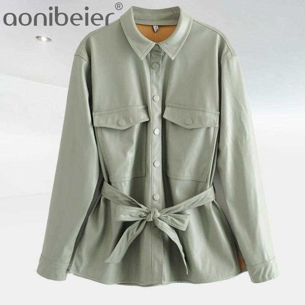 women leather jacket single breasted casual daily tie streetwear coats pu chic shirt outwear with belt 210604, Black
women leather jacket single breasted casual daily tie streetwear coats pu chic shirt outwear with belt 210604, Black