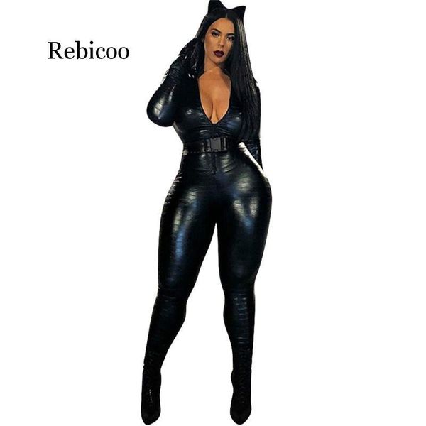 women's jumpsuits & rompers women elegant pu leather slim front zipper v neck long sleeve skinny playsuits with belt night club costume, Black;white
women's jumpsuits & rompers women elegant pu leather slim front zipper v neck long sleeve skinny playsuits with belt night club costume, Black;white