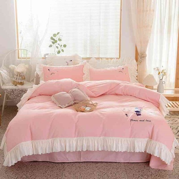 white ruffled duvet cover sets korean princess pink blue 100%cotton soft girl bed sheet bedding set king size 4pcs
white ruffled duvet cover sets korean princess pink blue 100%cotton soft girl bed sheet bedding set king size 4pcs