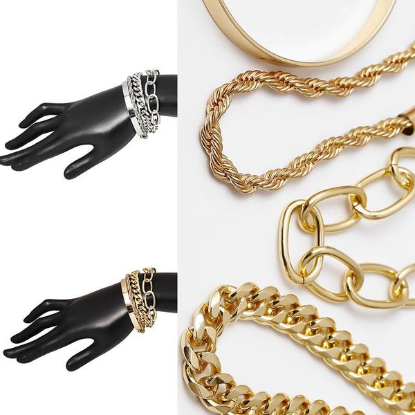 link, chain 4pcs/set twisted & link metal jewelry bangles thick chunky gift bracelets suit punk american hiphop, Black
link, chain 4pcs/set twisted & link metal jewelry bangles thick chunky gift bracelets suit punk american hiphop, Black
