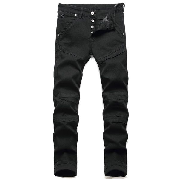 men's jeans washed holes spliced black solid color trousers slim fashion casual all-match small feet elastic men motorcycle, Blue
men's jeans washed holes spliced black solid color trousers slim fashion casual all-match small feet elastic men motorcycle, Blue