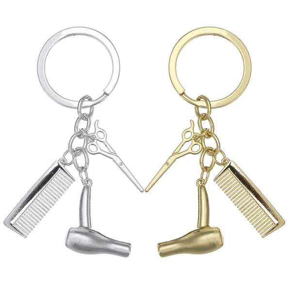 creative keychain alloy stylist hair dryer scissor comb dangle pendant key ring artware gift - gold, Silver
creative keychain alloy stylist hair dryer scissor comb dangle pendant key ring artware gift - gold, Silver