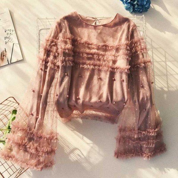 ruffles mesh patchwork women blouse beading polka dot sweet girl spring fashion casual female blusa 210601, White
ruffles mesh patchwork women blouse beading polka dot sweet girl spring fashion casual female blusa 210601, White