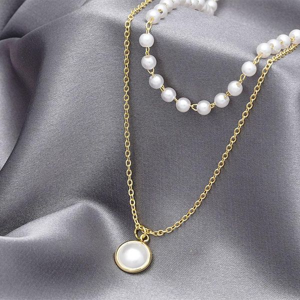 chains korean fashion double-layer pearl necklace short choker chain foe women jewelry, Silver
chains korean fashion double-layer pearl necklace short choker chain foe women jewelry, Silver