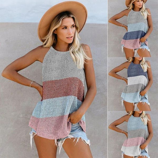 sandals women summer casual loose knitted sleeveless female tees pullover o neck striped streetwear camisole plus size, Black
sandals women summer casual loose knitted sleeveless female tees pullover o neck striped streetwear camisole plus size, Black